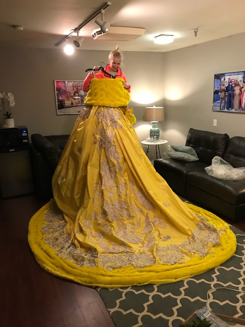  I helped one of the wardrobe stylists, Chelsea, recreate Rihanna’s Met Gala ball gown for another Halloween episode 