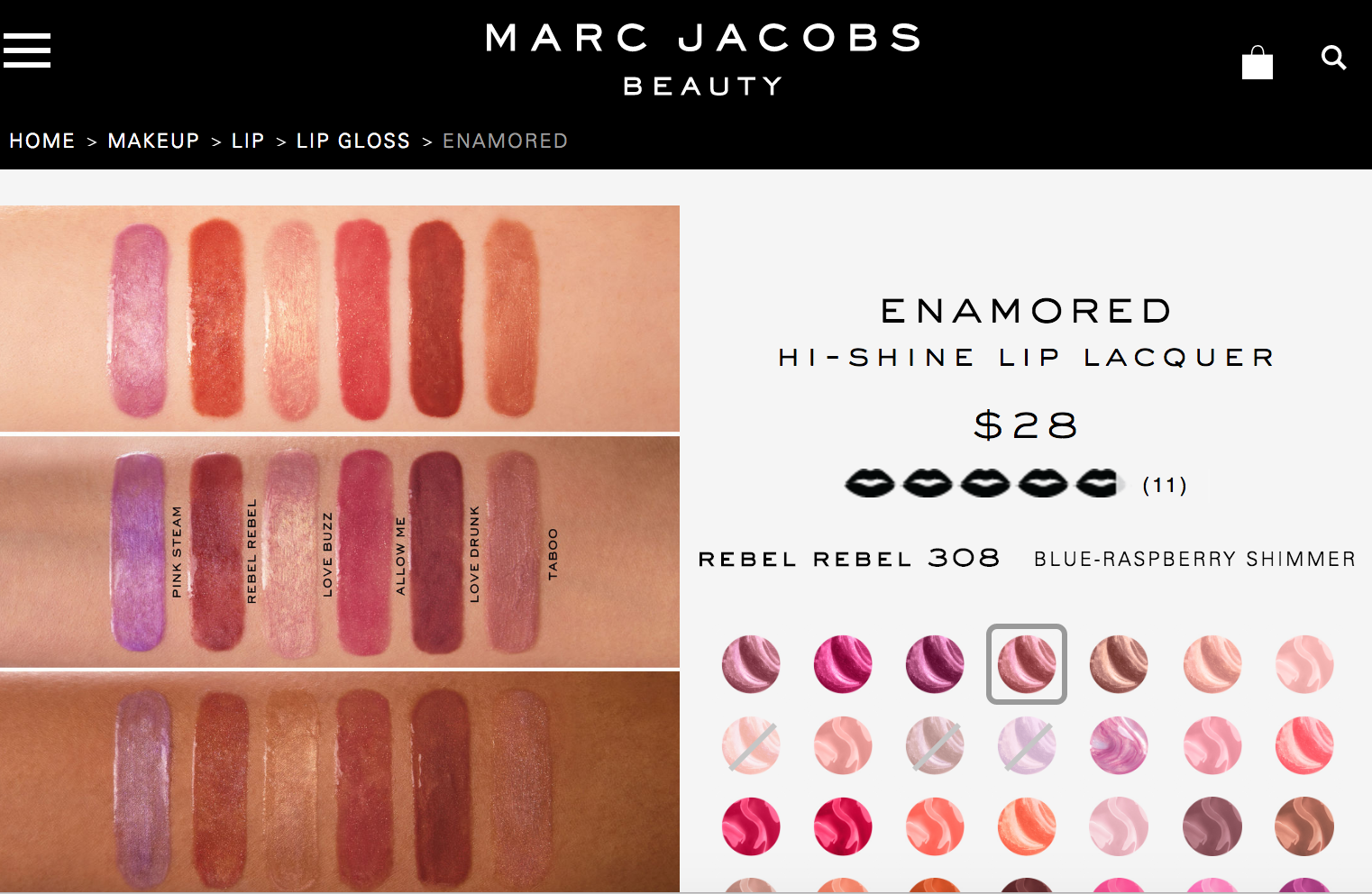 Marc Jacobs Enamored Lip Laquer Swatch