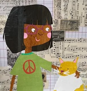 Girl with her cat Friend collage 8x8