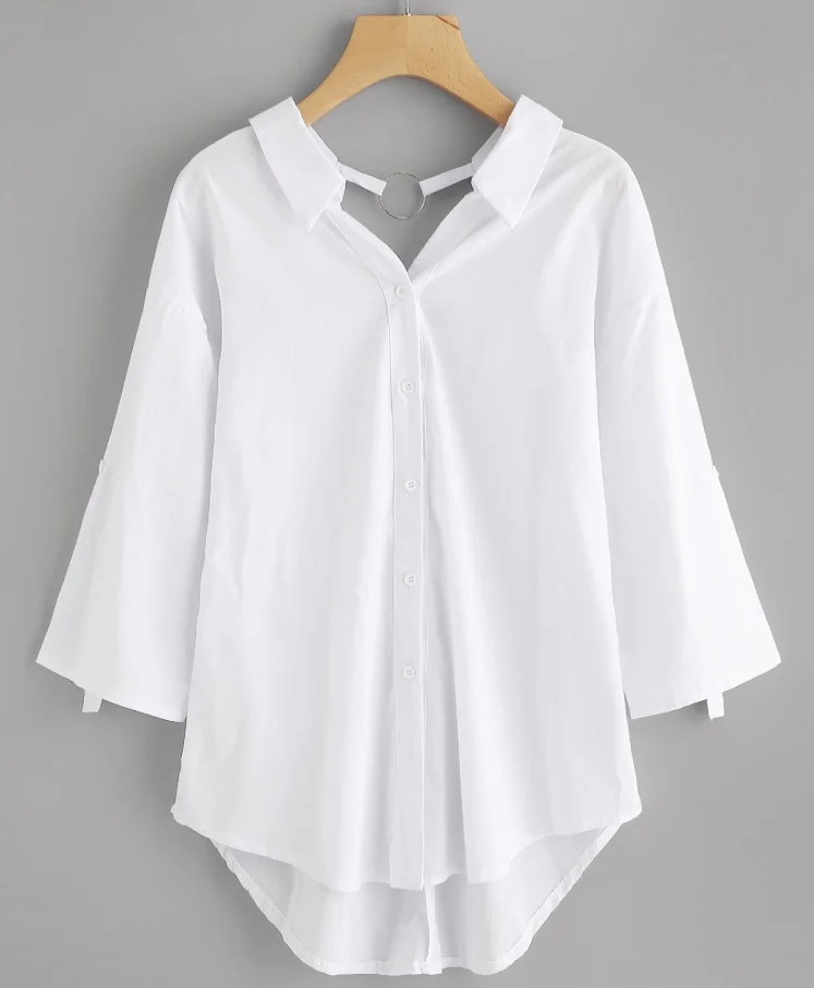 Find this Drop Shoulder O-Ring Dipped Hem Shirt here .