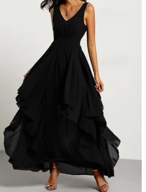 Find this Deep V Neck Chiffon Dress here .