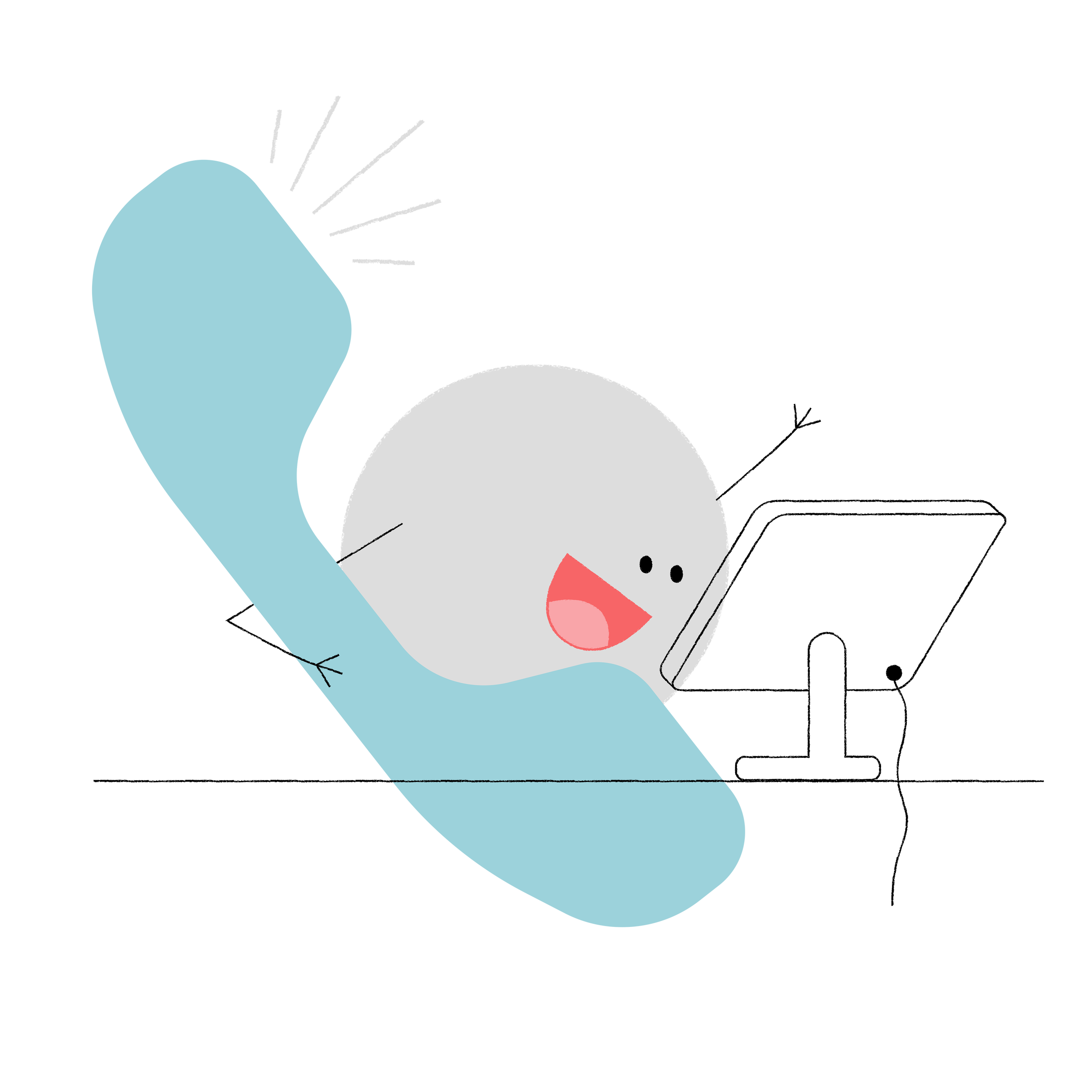 Happy Hi! Tech Helper on the phone and using a computer