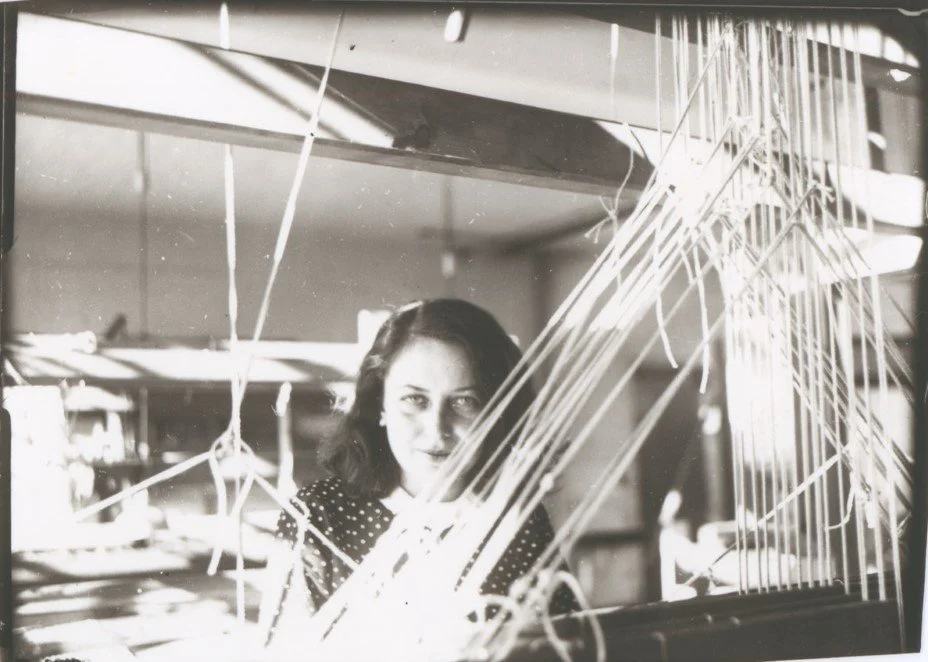 Photograph of Otti Berger in the weaving workshop
