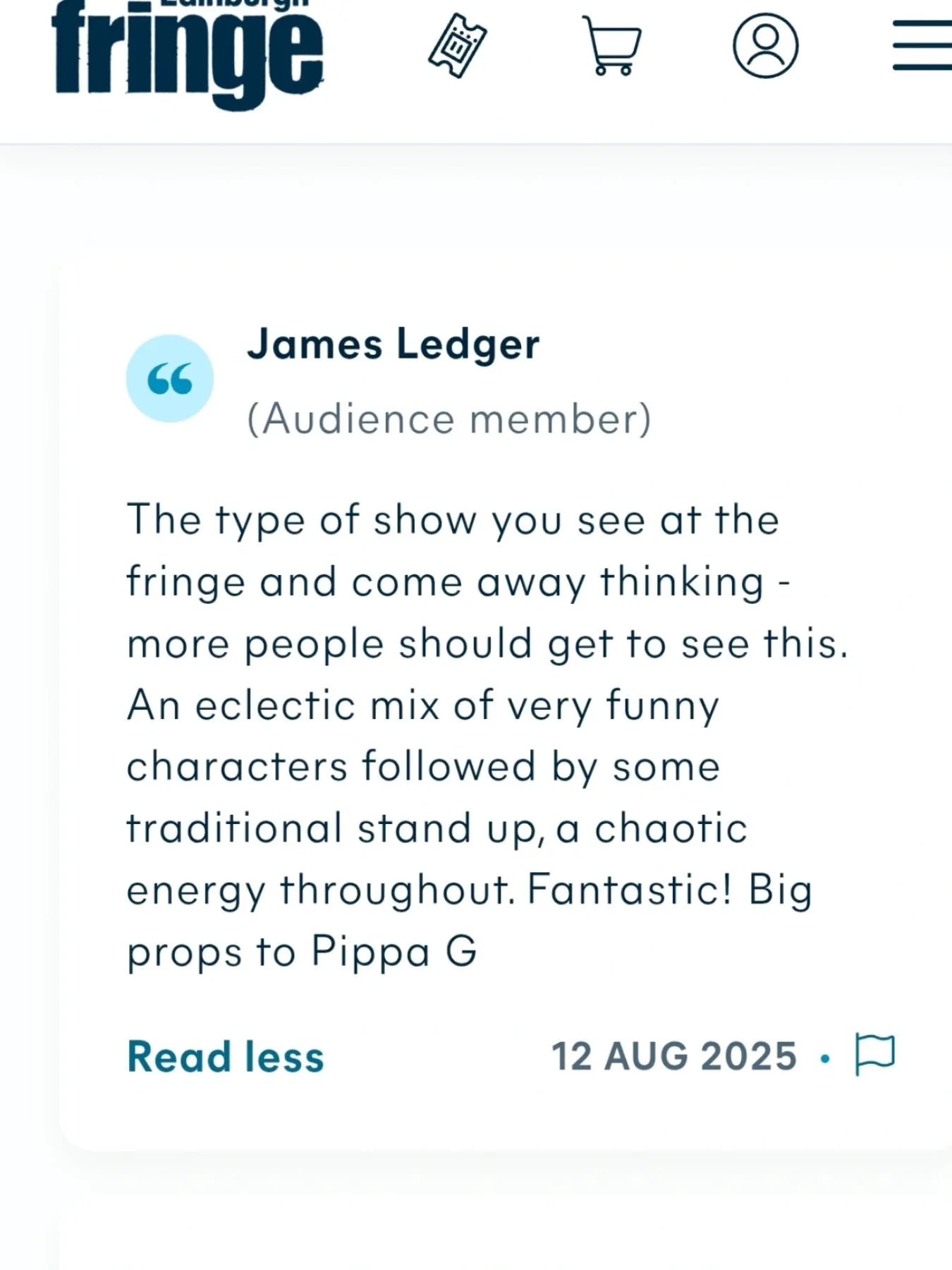 Thanks @ledgechops for this lovely audience review. Please leave a comment if you saw the show on @edfringe