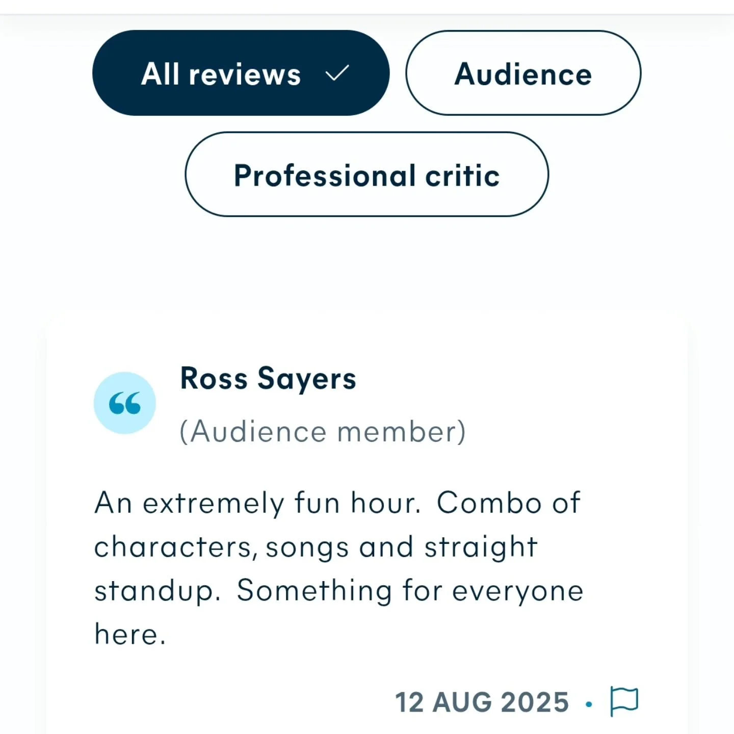 Please leave a quick review on @edfringe if you're able to - I finally got it enabled ! Thankyou Ross Sayers for yours !
