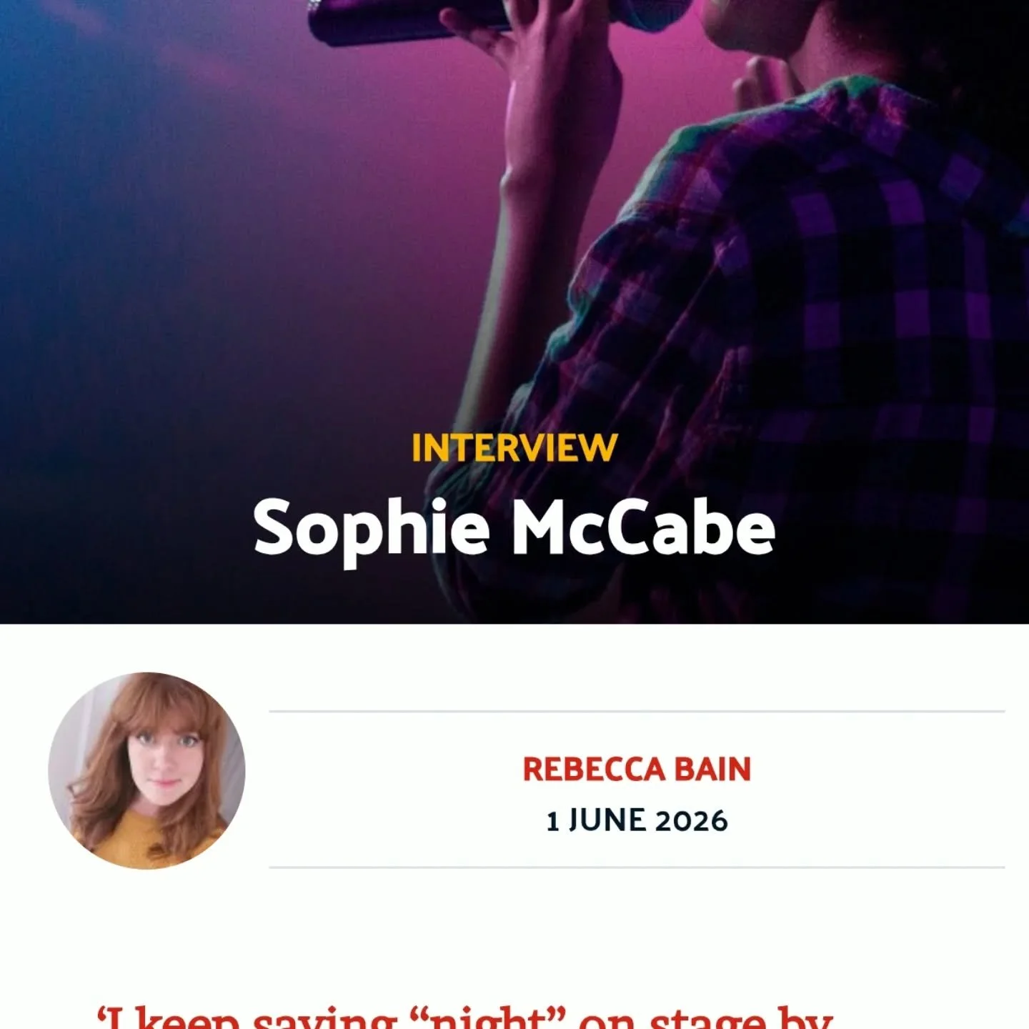 @beakachu42 kindly published this article and chatted to me about Laughternoon - I've fitted almost the full article into these squares missing afew lines but you can read the full article on @theweereview 

Our next show's tickets are in my bio - 2p