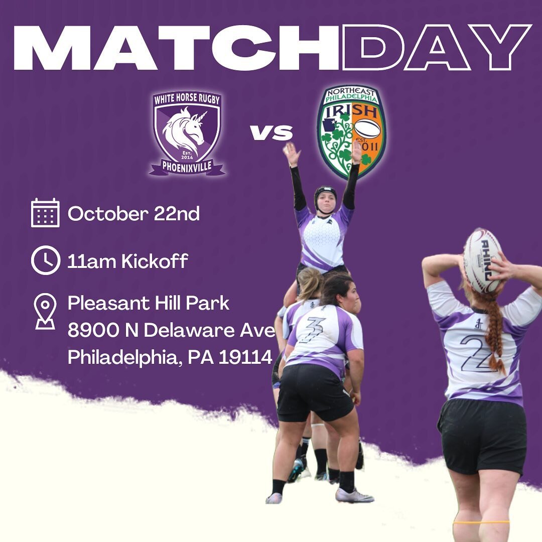 Almost Saturday! Big league matchup tomorrow morning against  @northeastphillywomensrugby. Kick off is set for 11am at Pleasant Hill Park 🦄🏉💜