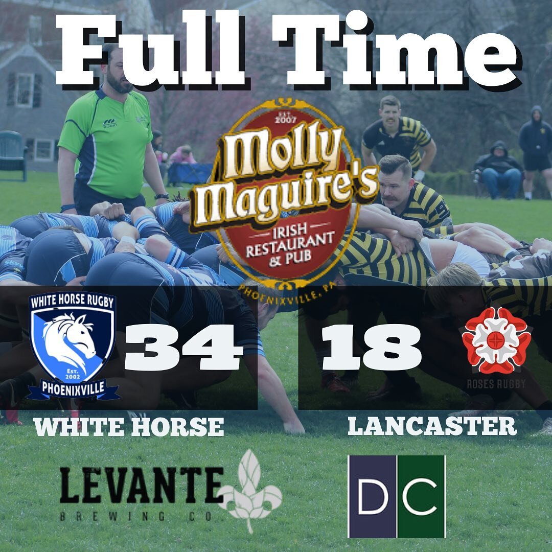 And that&rsquo;s Full Time! Which means it&rsquo;s time to head to @molly_maguires_phoenixville! 

White Horse went up early, but a hard-hitting @rosesrugby side started mounting a comeback. White Horse was able to hold off the Roses and finish with 