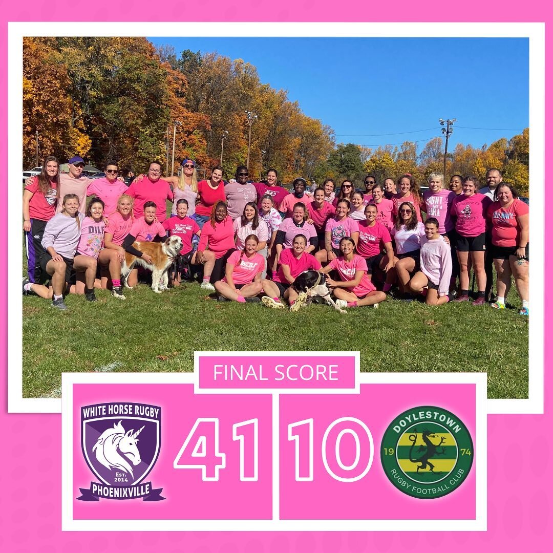 A win yesterday over Doylestown brings our in-league record to 4-0 this season! Shoutout to our players of the Match, Ripley &amp; Mav&mdash; I mean Averie &amp; Adri! Three cheers to a great season 🦄💜🏉