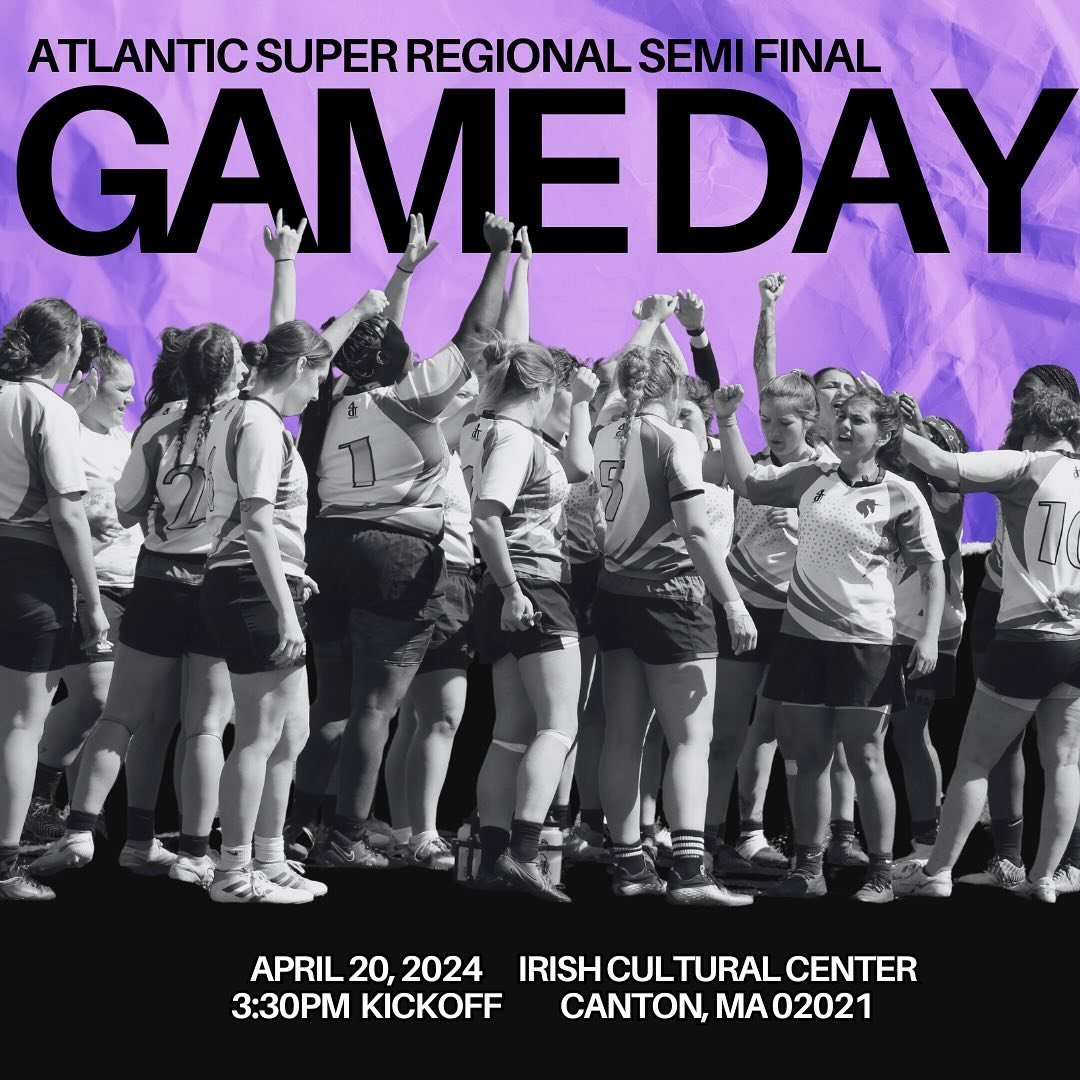 Atlantic Super Regional Round 1 takes place tomorrow, April 20, at the Irish Cultural Center in Canton, MA. If you are in the area, join us for a 3:30pm KO against Albany 🦄 🏉 🤠 #YEEHAW