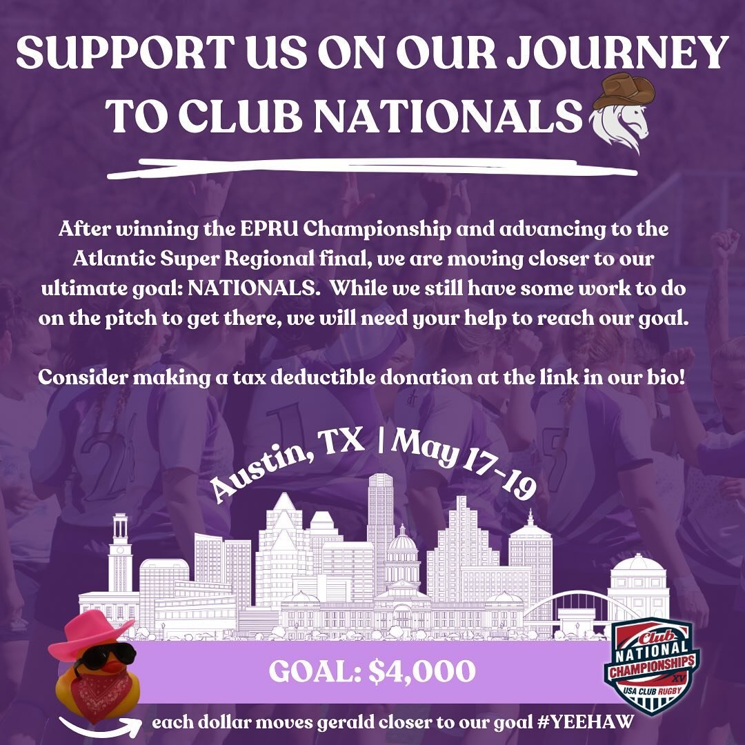 HELP US MOVE GERALD TOWARDS OUR GOAL!! 🤠 While we still have some work to do on the pitch to get to Nationals, we will also need your help to reach this goal! If you are able, consider supporting our team by making a tax deductible donation at the l