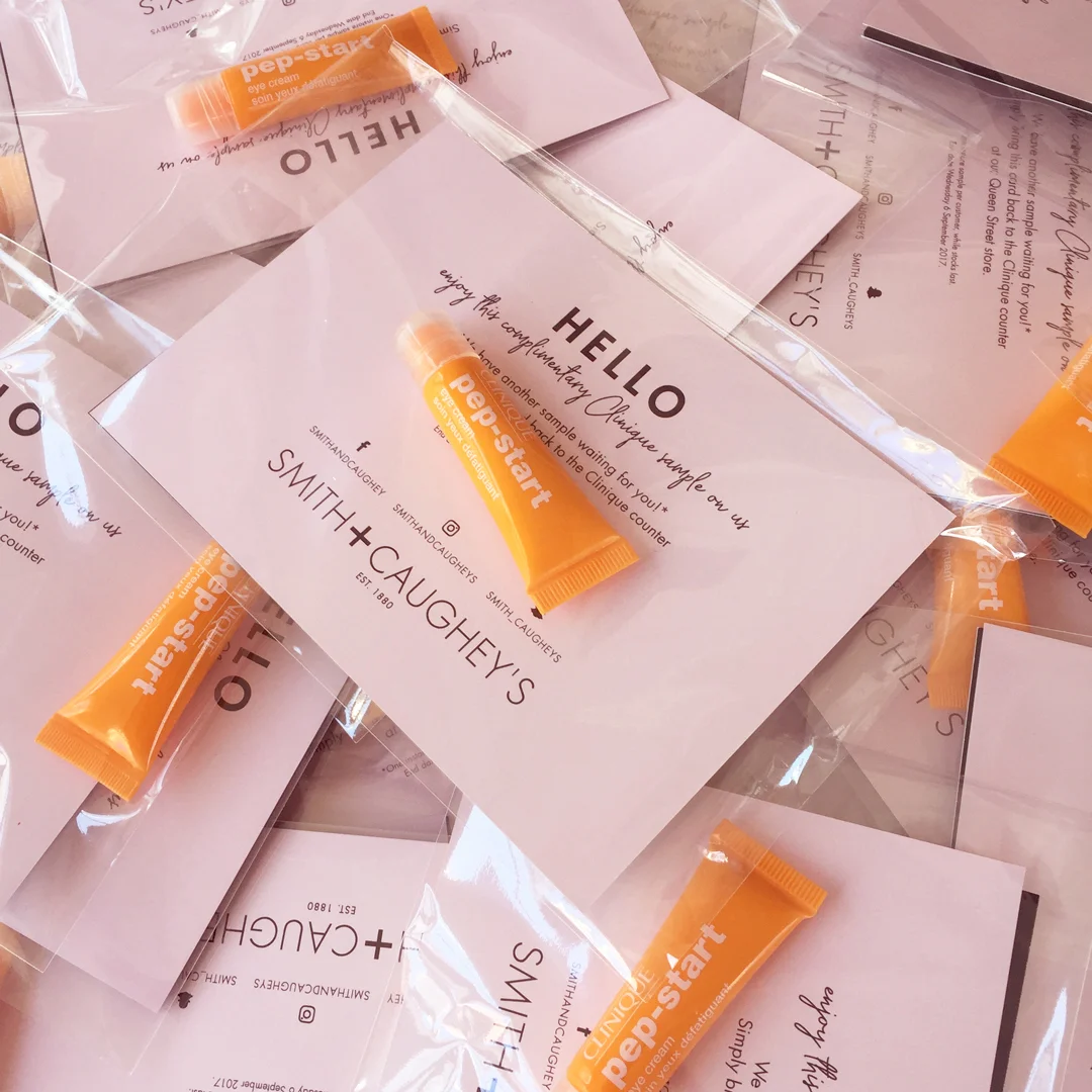 Bounce-back card and sample