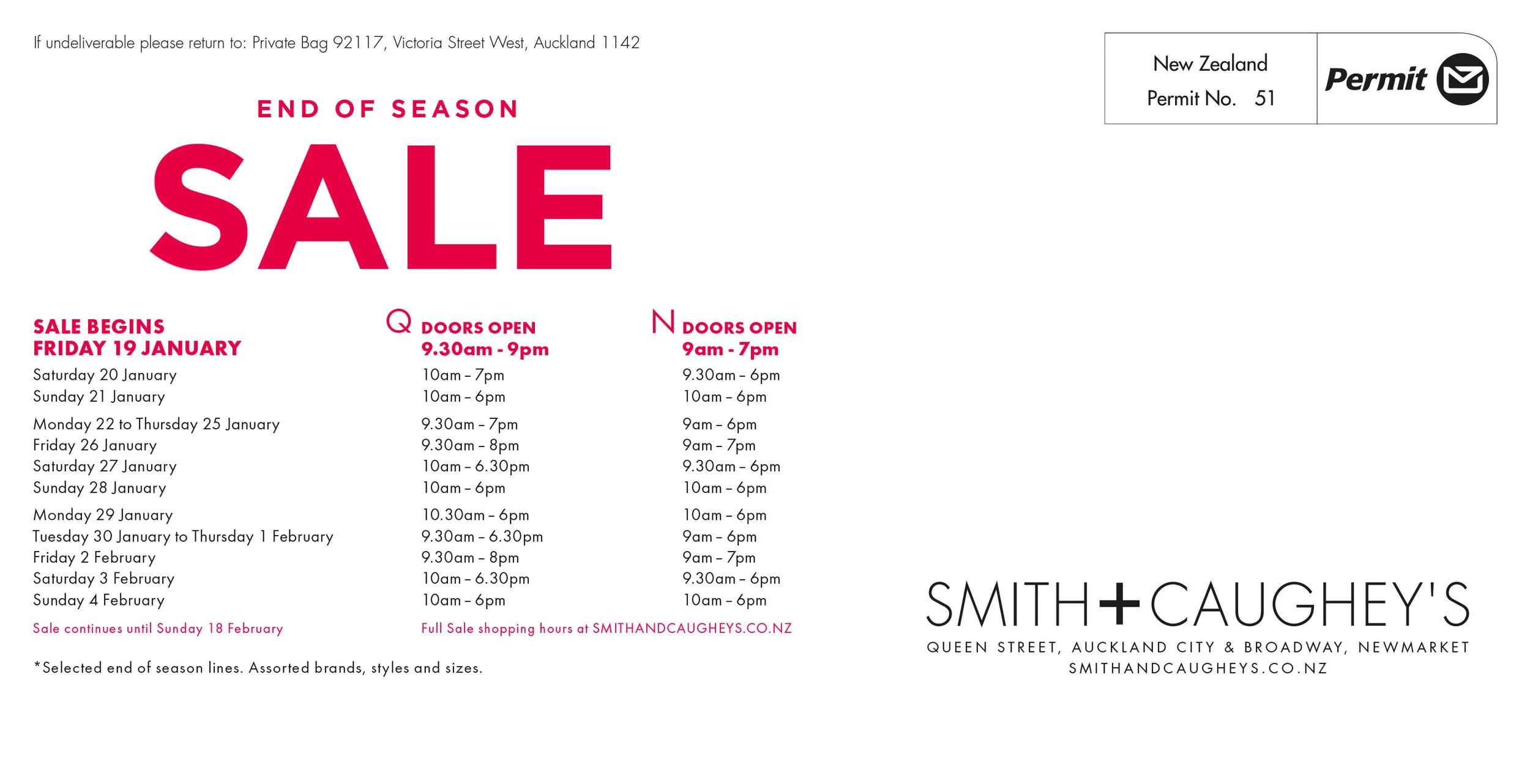 Sale Postcard - Back