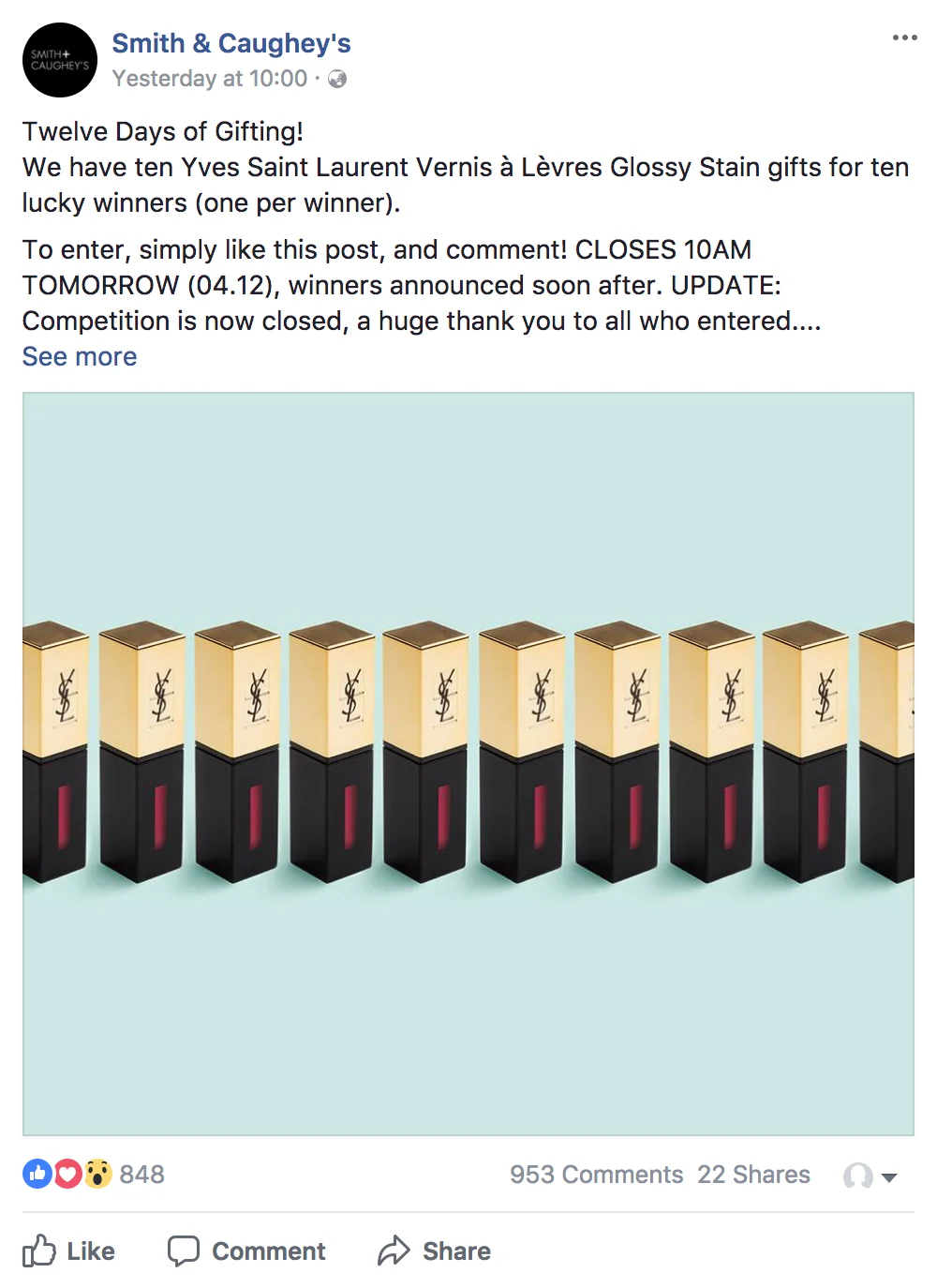 FACEBOOK 3.12.17 Likes, comments and shares: 2 001 Reach: 25 898 Post clicks: 1 808  (Organic - no paid promotion.)