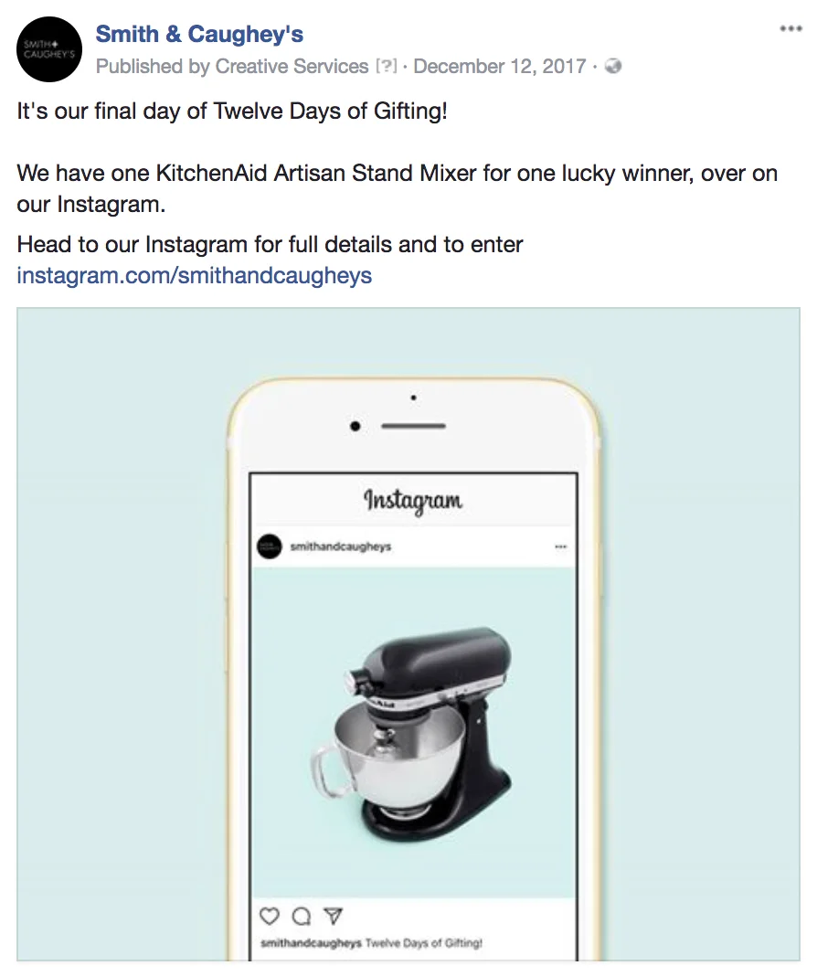 FACEBOOK 12.12.17 Likes, comments and shares: 55 Reach: 4 203 Post clicks: 260  (Organic - no paid promotion.)