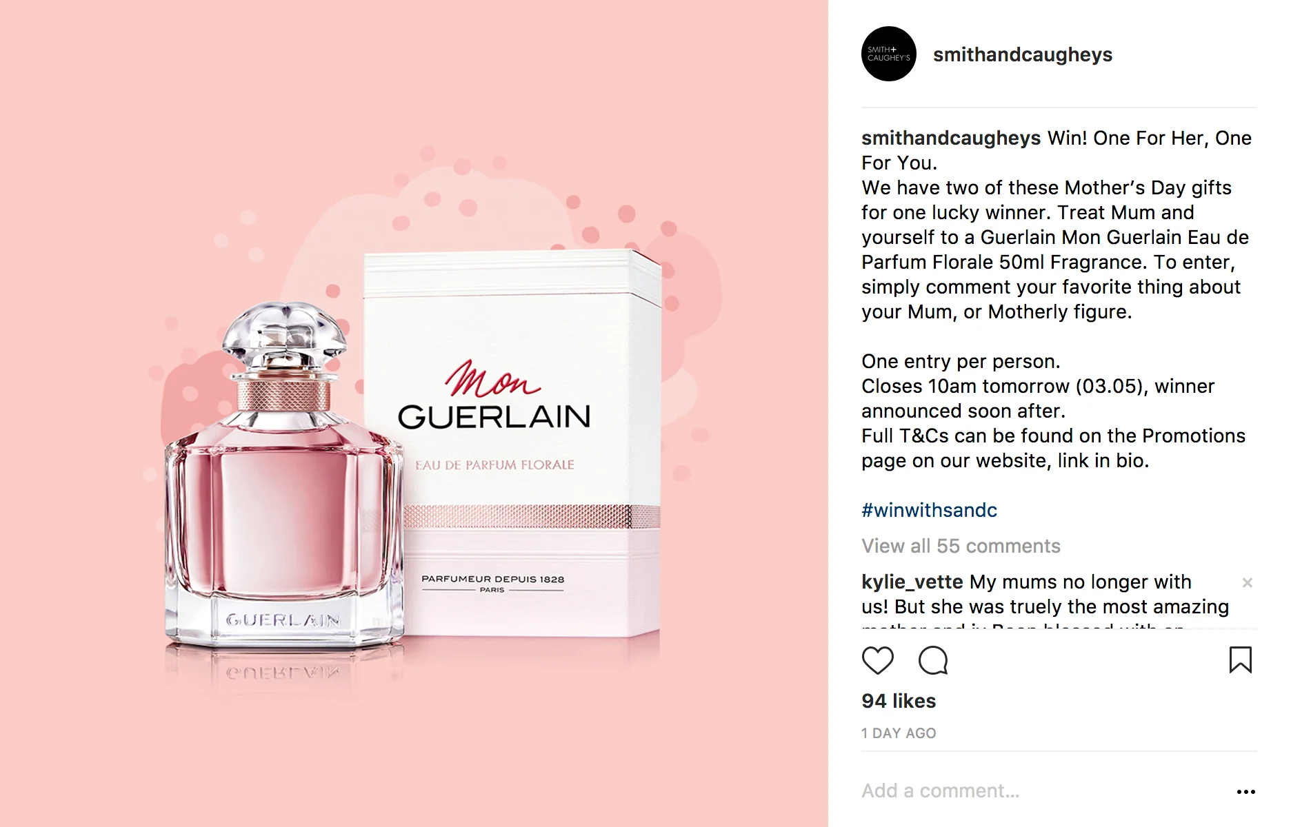 Mon Guerlain Eau de Parfum giveaway | 2 May  Run on Instagram Reach 3,345 Likes 96 Comments 55