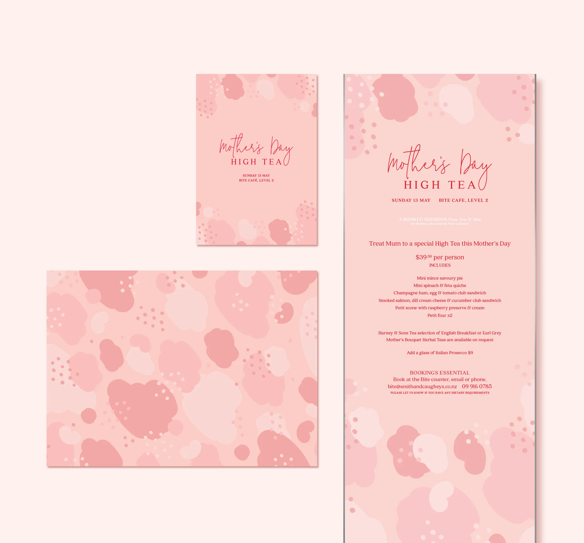 High Tea A3 ticketing, paper table cloth &amp; up and over signage