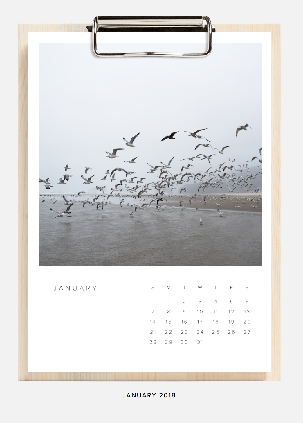 2018 Modern Wood Calendar
