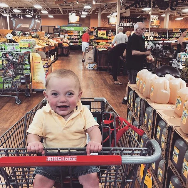 here’s some joy, courtesy of my main squeeze #callenwatsonorourke on his first ride at the grocery store. #suchabigboy