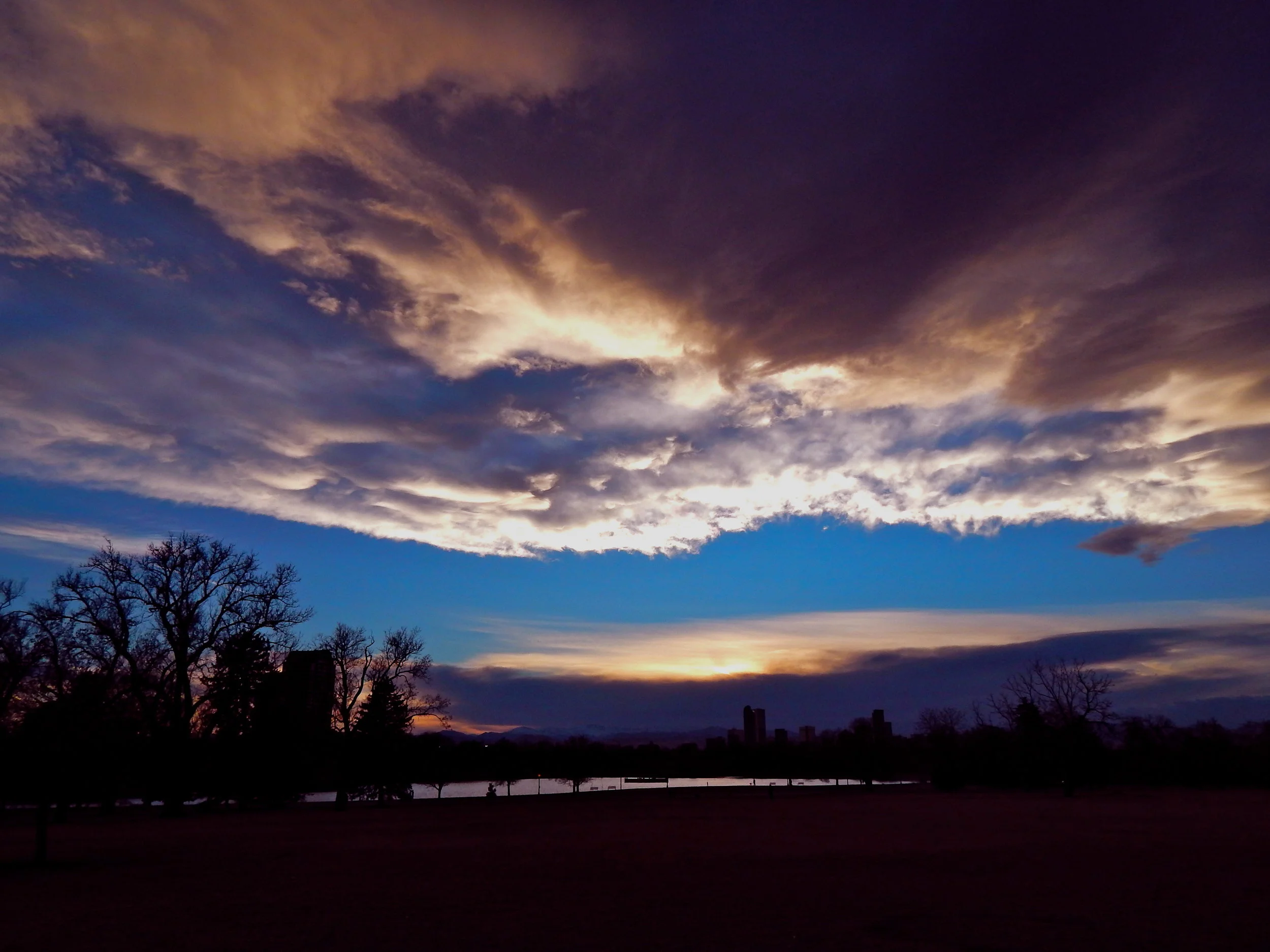 City Park sunset sky over City Park lake