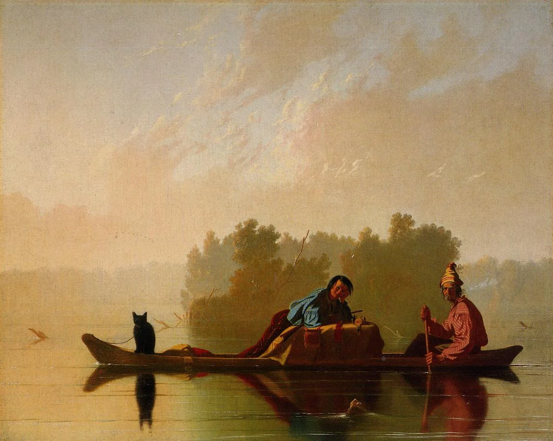 George Caleb Bingham (American, 1811-1979) Fur Traders Descending the Missouri, 1845 (Metropolitan Museum of Art, New York, NY) (Morris K. Jesup Fund, 1933, 33.61) (click to enlarge)