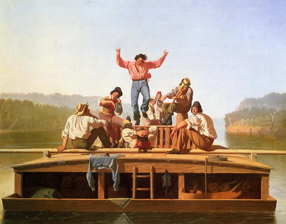 George Caleb Bingham (American, 1811-1979) The Jolly Flatboatmen , 1846 (Private Collection) (click to enlarge)