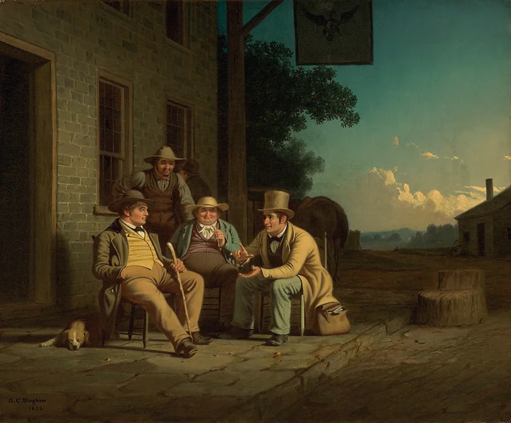 George Caleb Bingham (American, 1811-1879) Canvassing for a Vote , 1851-1852 Oil on canvas, 25 1/4 x 30 1/2 inches (The Nelson-Atkins Museum of Art, Kansas City, MO) (Purchase: William Rockhill Nelson Trust, 54-9) (Photo: Jamison Miller) (click to enlarge)