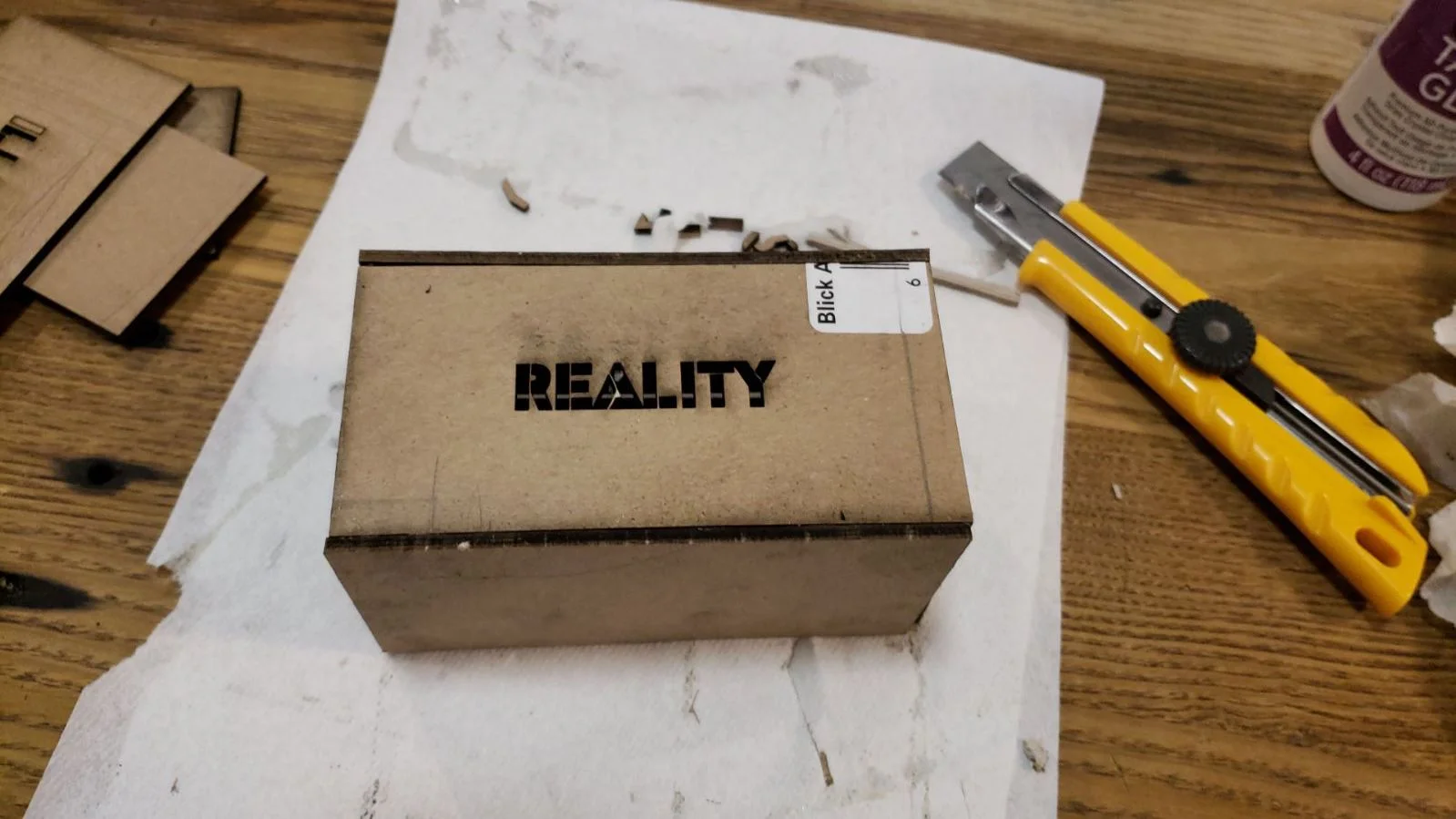 The first prototype in small form. Before large orders of materials were made we created a proof-of-concept mock-up.