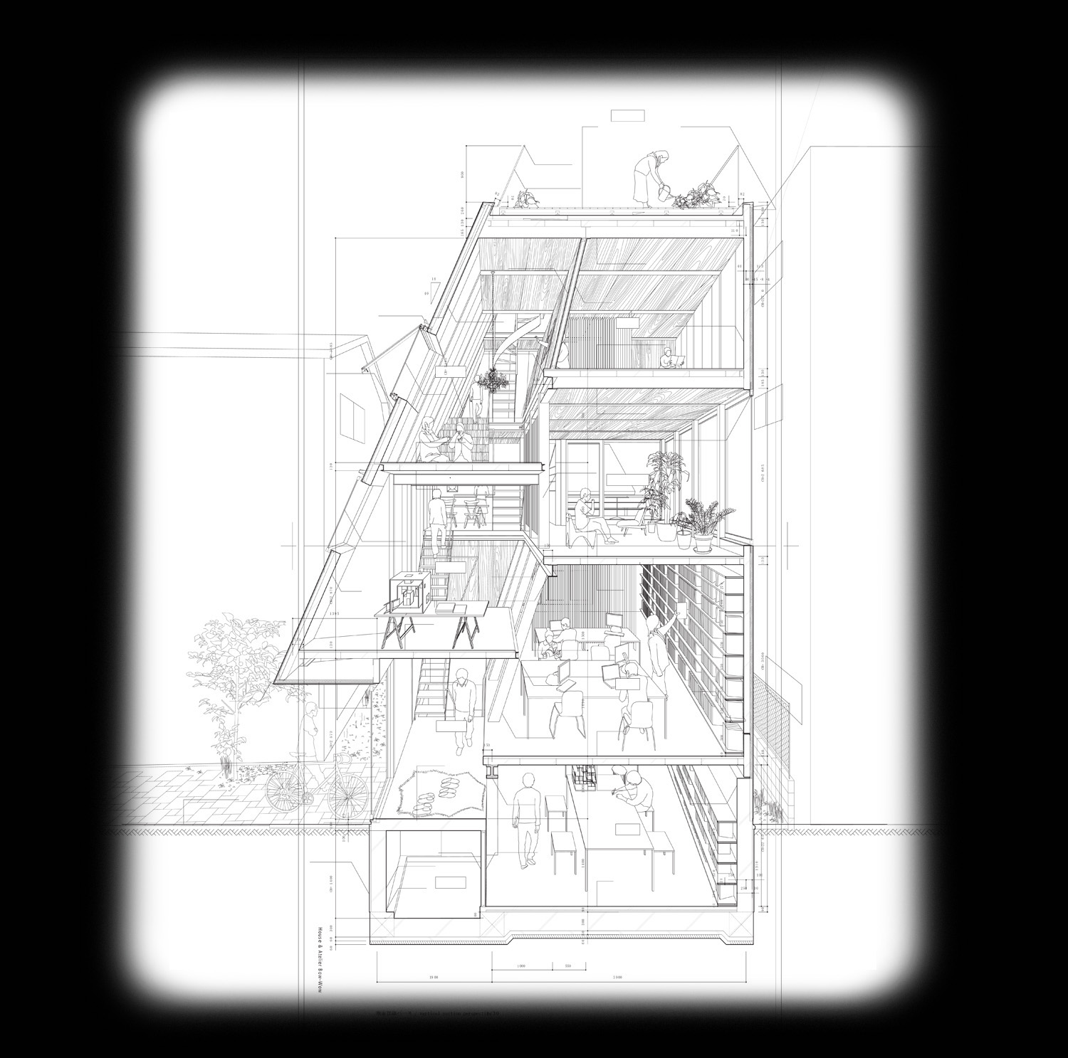 Section perspective drawing by Atelier Bow-Wow