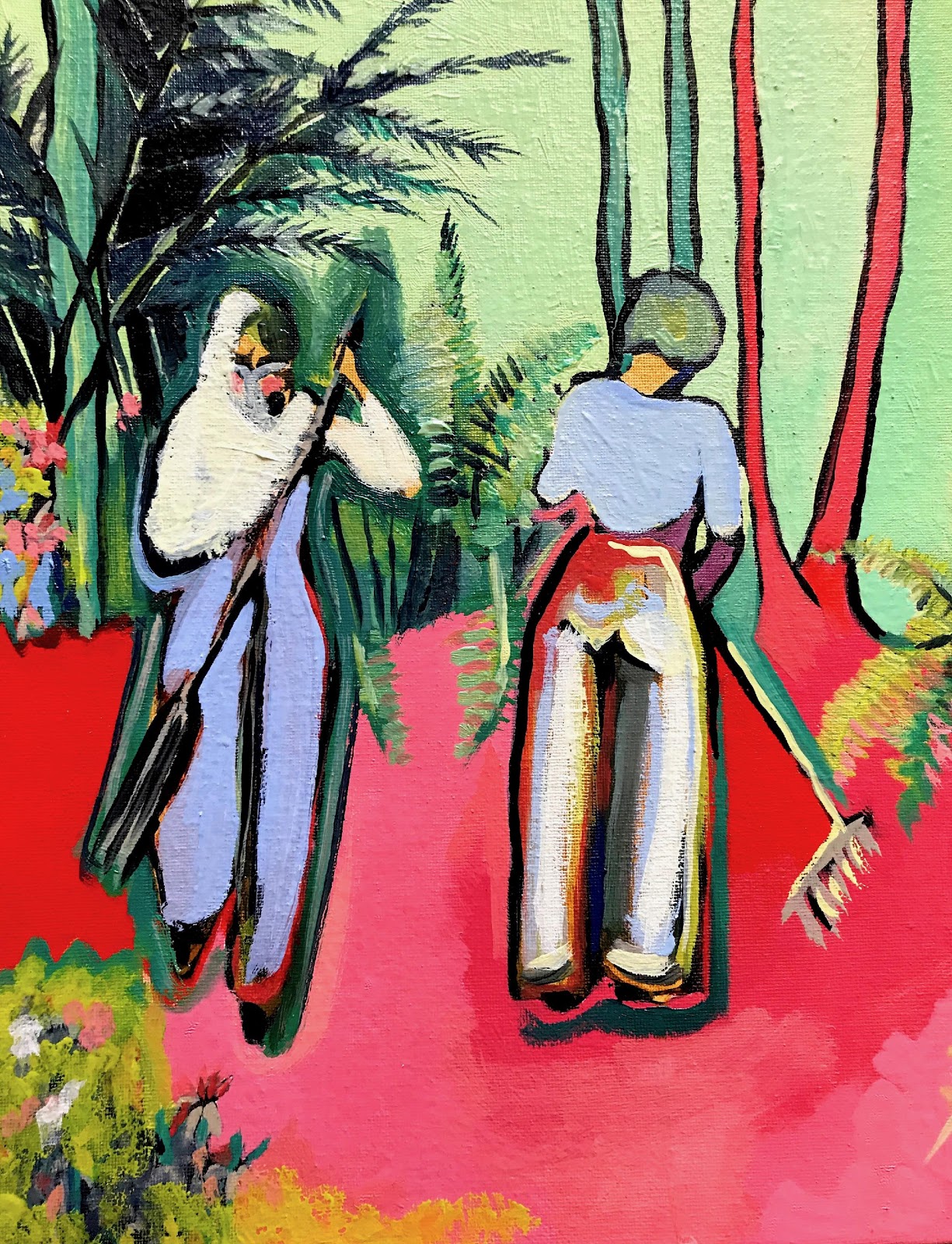 Sweeping up Sawdust on a Windy Day III (Blue Trousers) (2018)