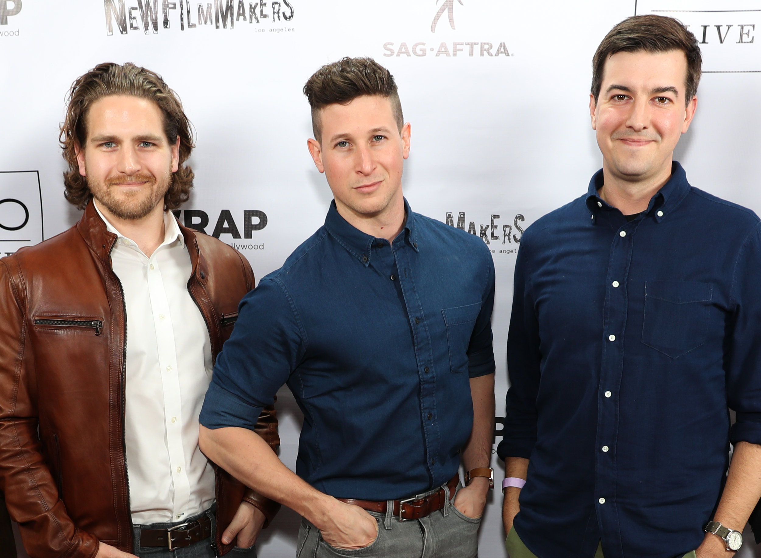 Jeff at the New Filmmakers LA premiere of The Massacre at Black Divide , with actor Morgan West (middle) and director Steve Makowski (right).