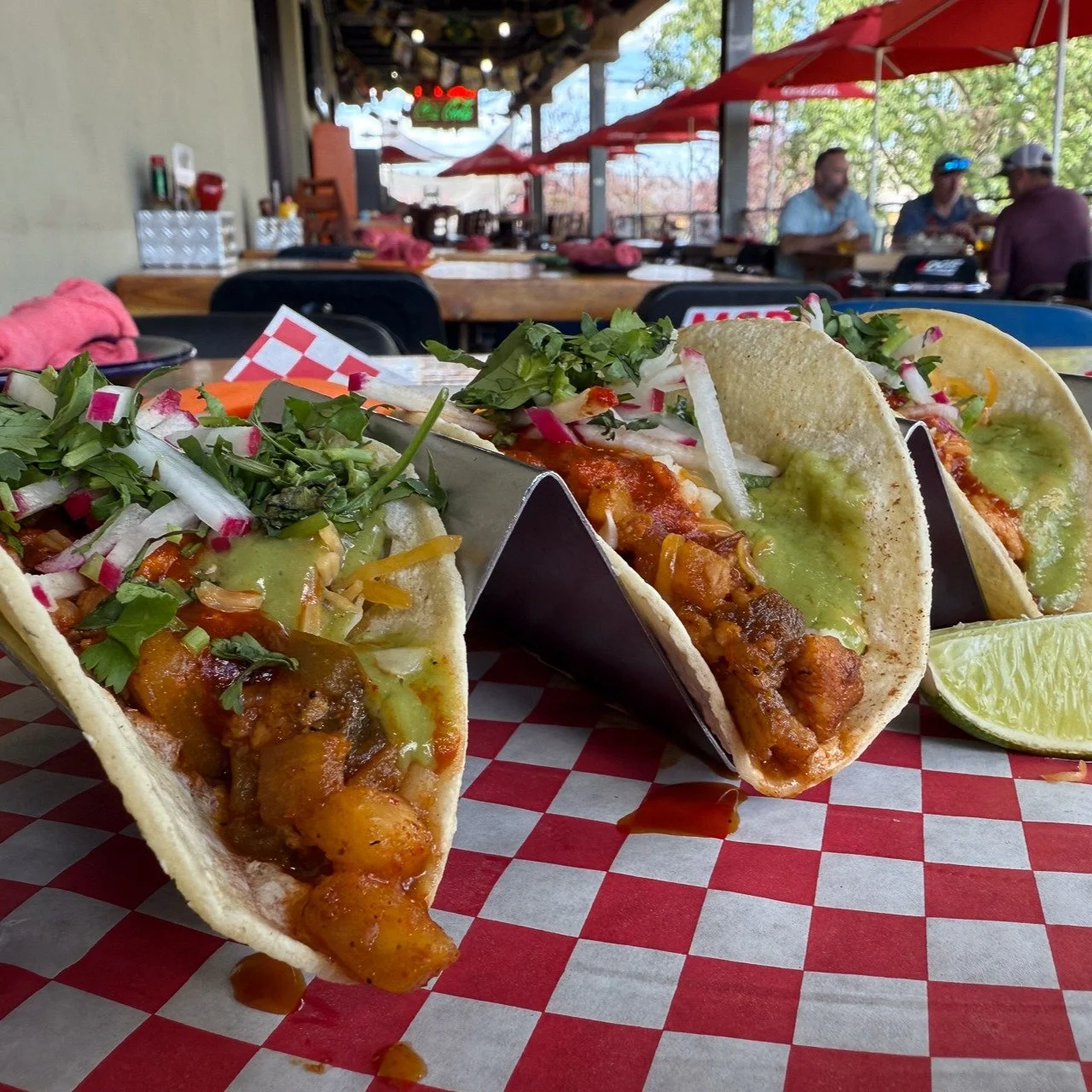 Have you tried our Chicken Al Pastor Tacos, made with grilled adobo chicken, Anaheim peppers, pineapple, jack and cheddar cheese, chile de &aacute;rbol salsa, and jalape&ntilde;o-avocado sauce? It's a flavor explosion! #parkcityrestaurants