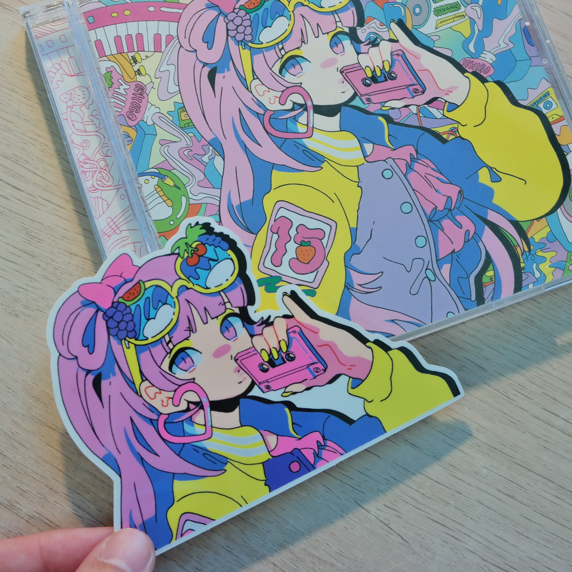 Kawaii Anime Holographic Glitter Sticker, Aesthetic