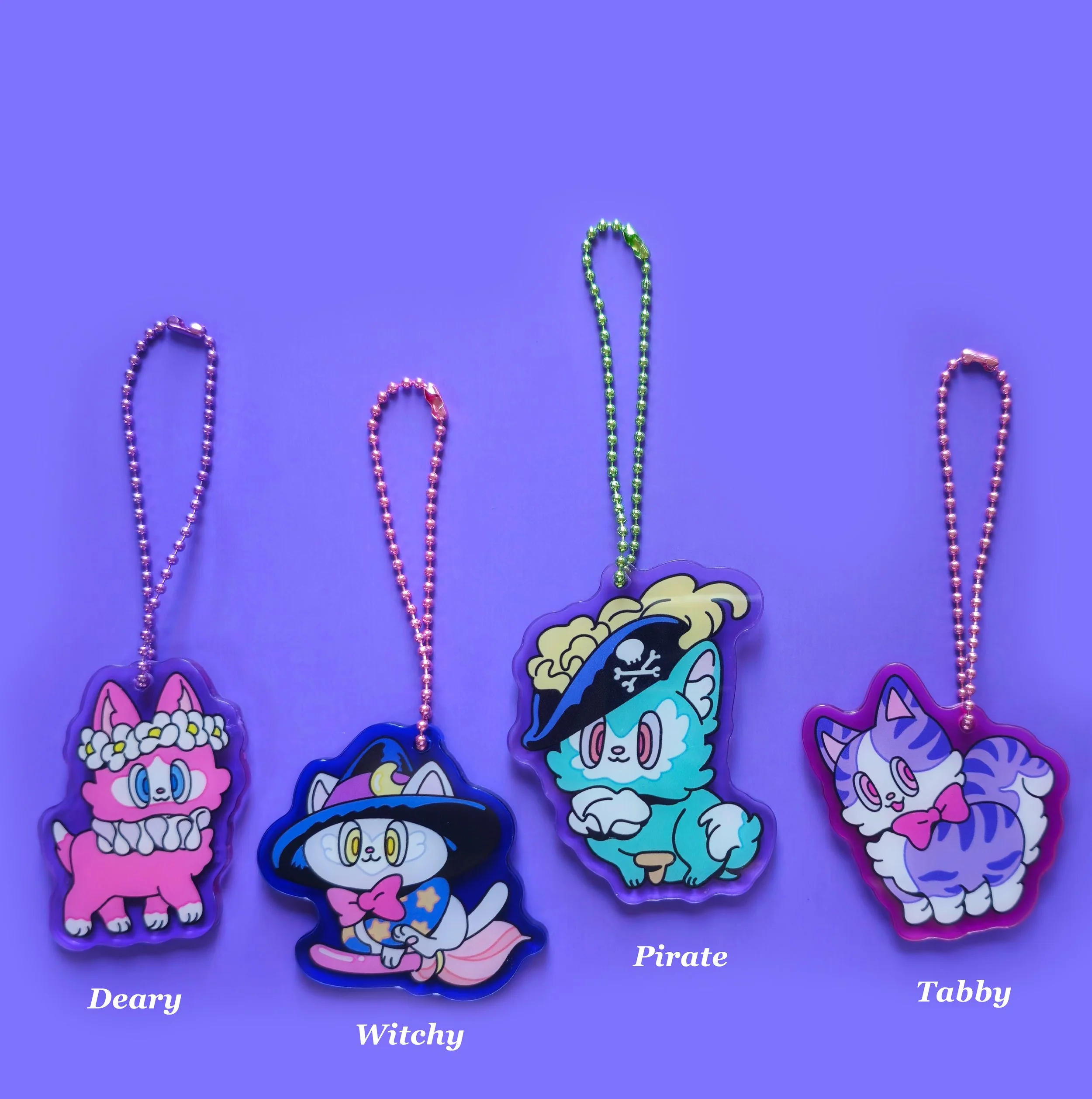 Cartoon Cat Creative Halloween Colorful Whimsical Keychain Charms