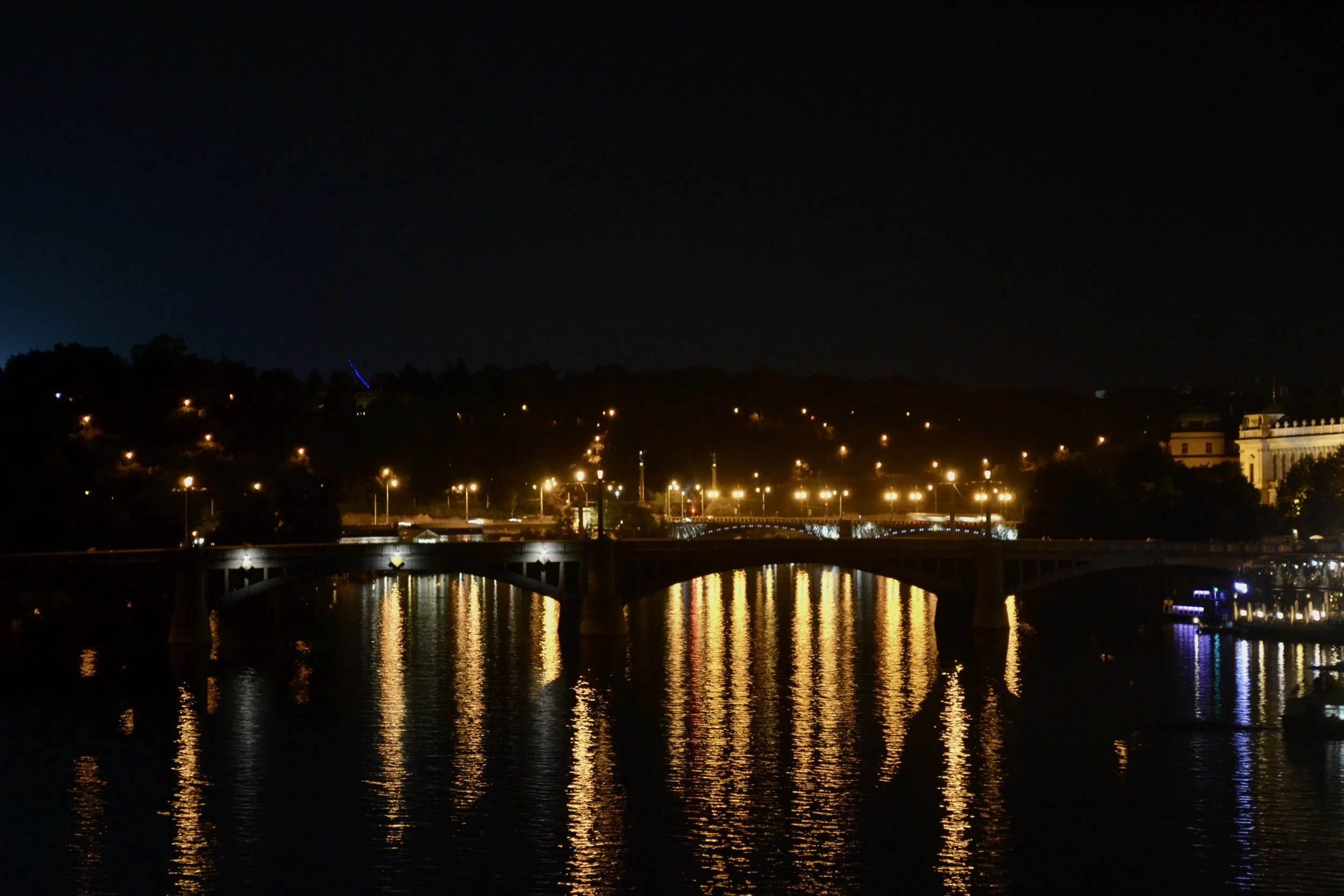 Charles Street Bridge after sunset