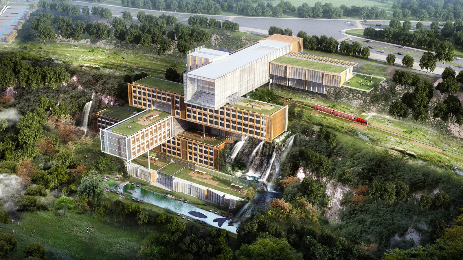 exterior rendering looking northwest- rhinescheme