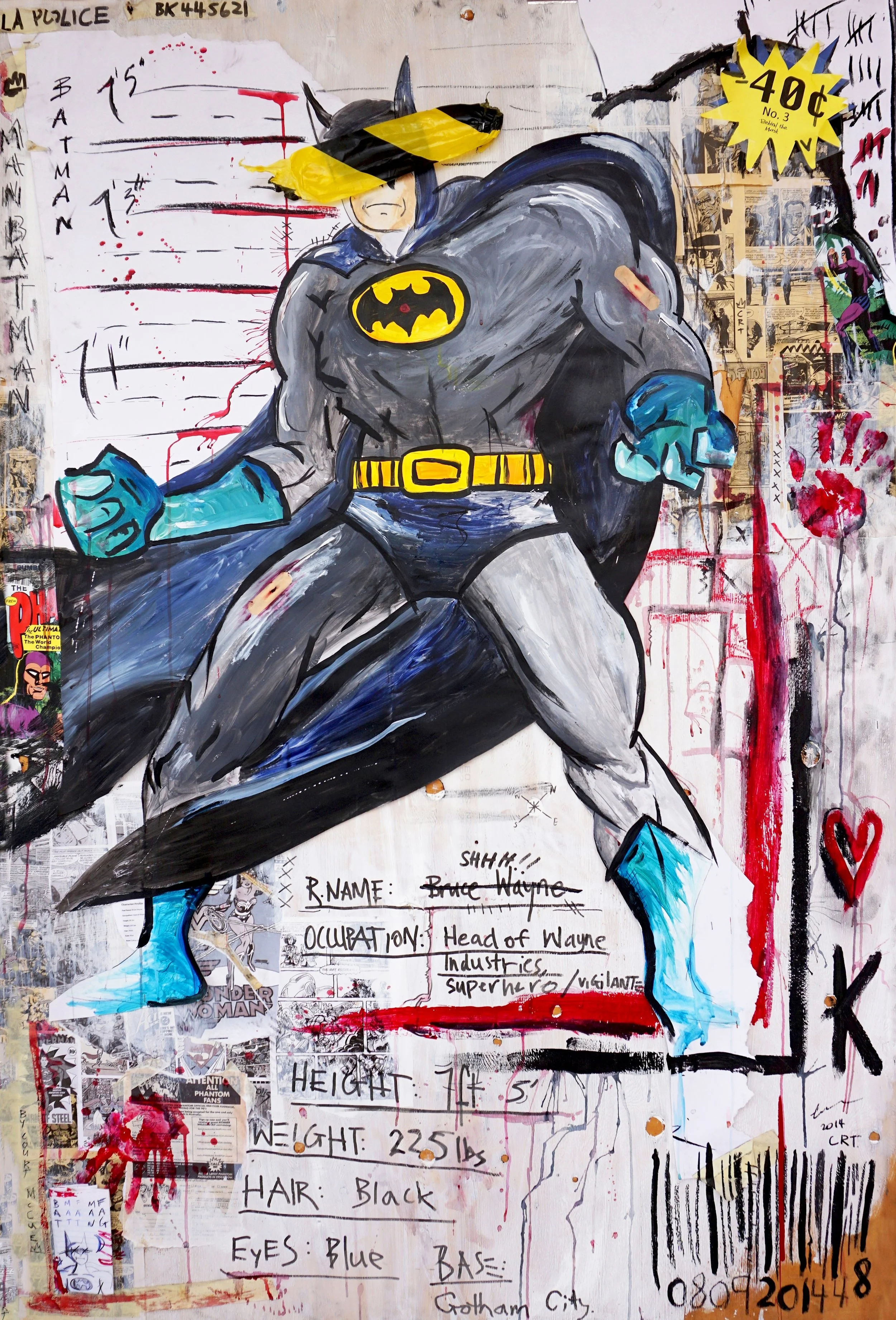 Behind the Mask - Batman 120cm x 180cm Mixed Media on Board
