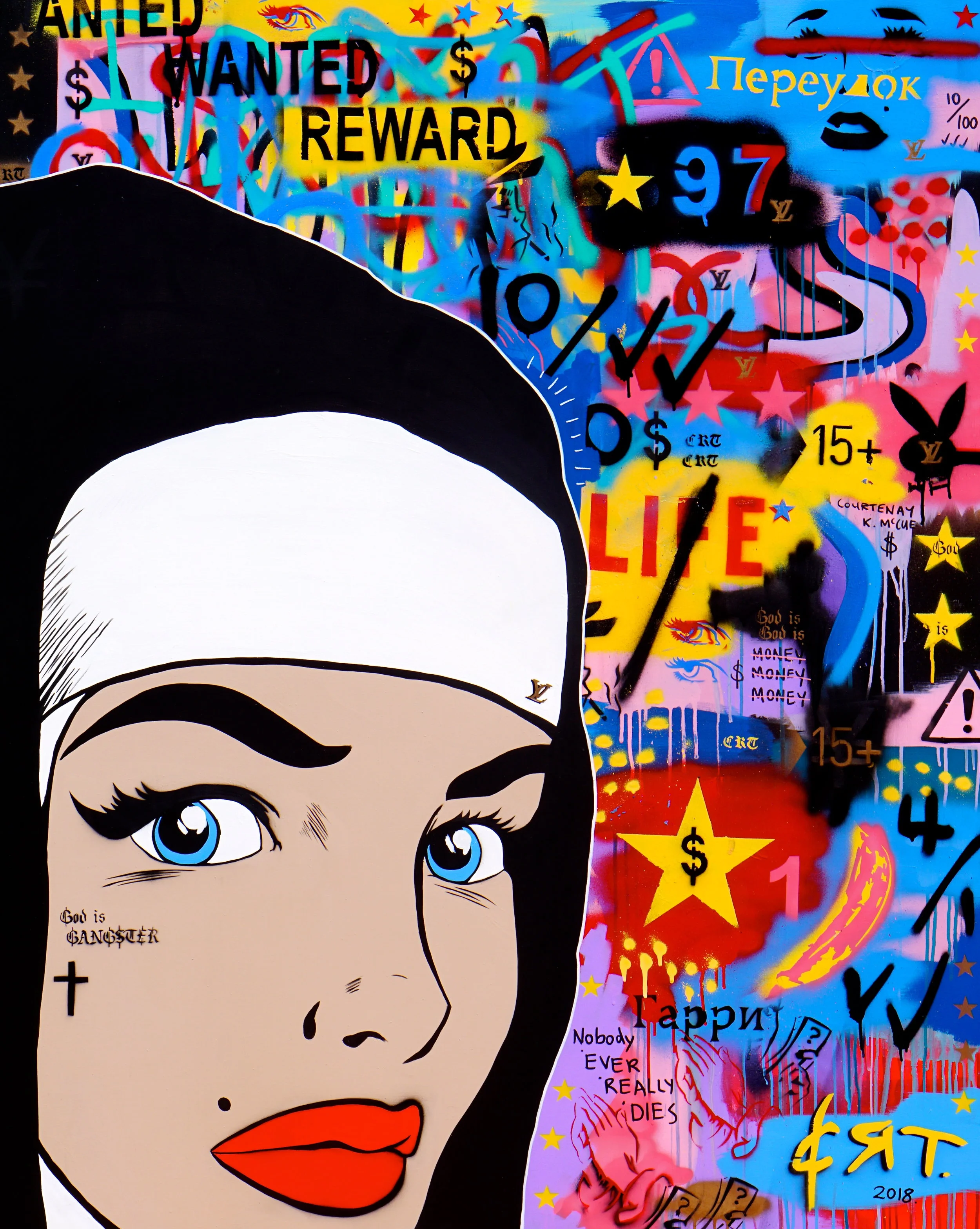 God is... ‘A Billionaire’s Guide to Immortality’ 122cm x 152cm Acrylic on Canvas 2018 Sold