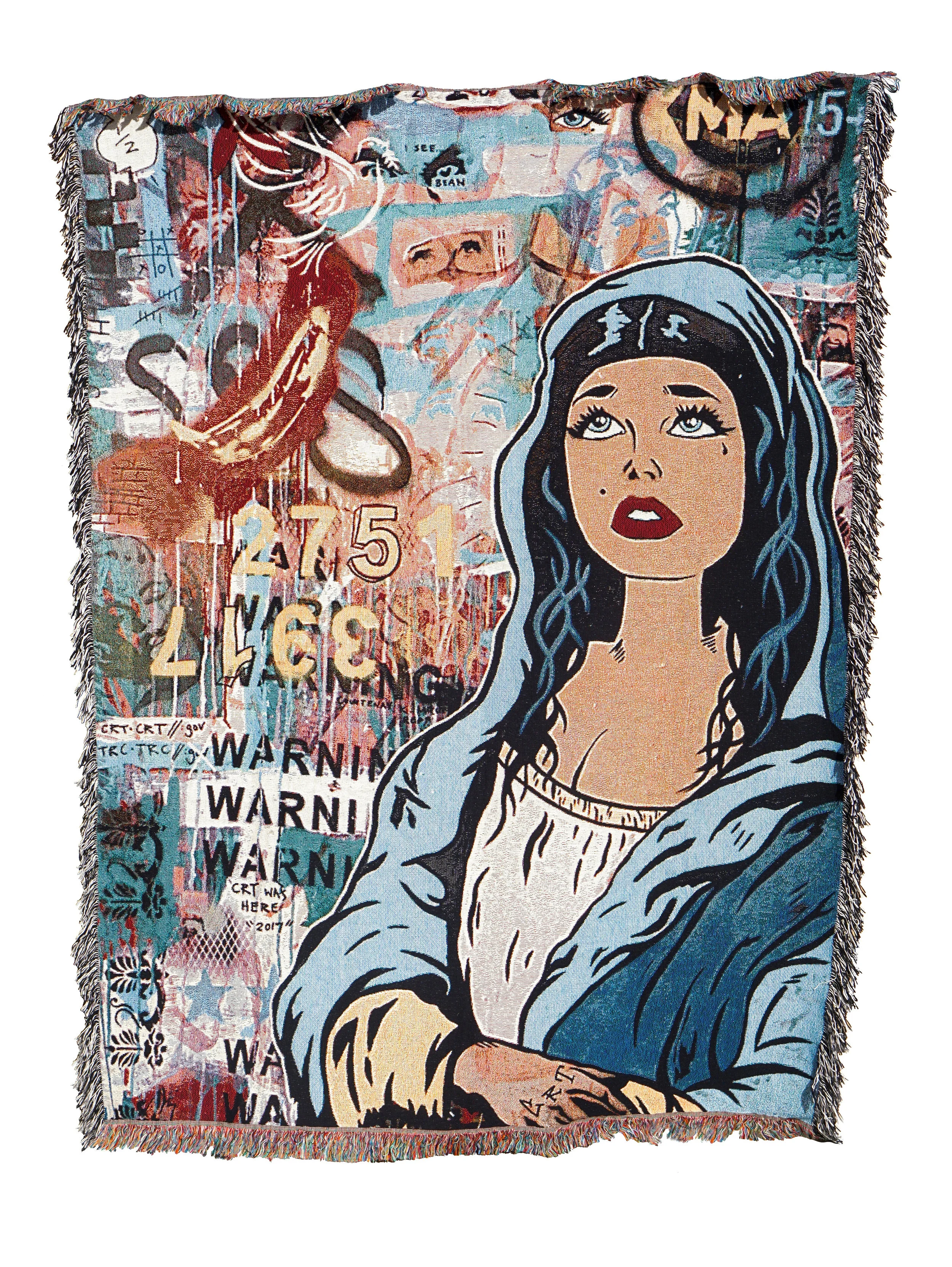 'Dusty Angel' Rug ‘A Billionaire’s Guide to Immortality’ 152cm x 203cm 100% Cotton, Woven Rug printed 2018 Sold
