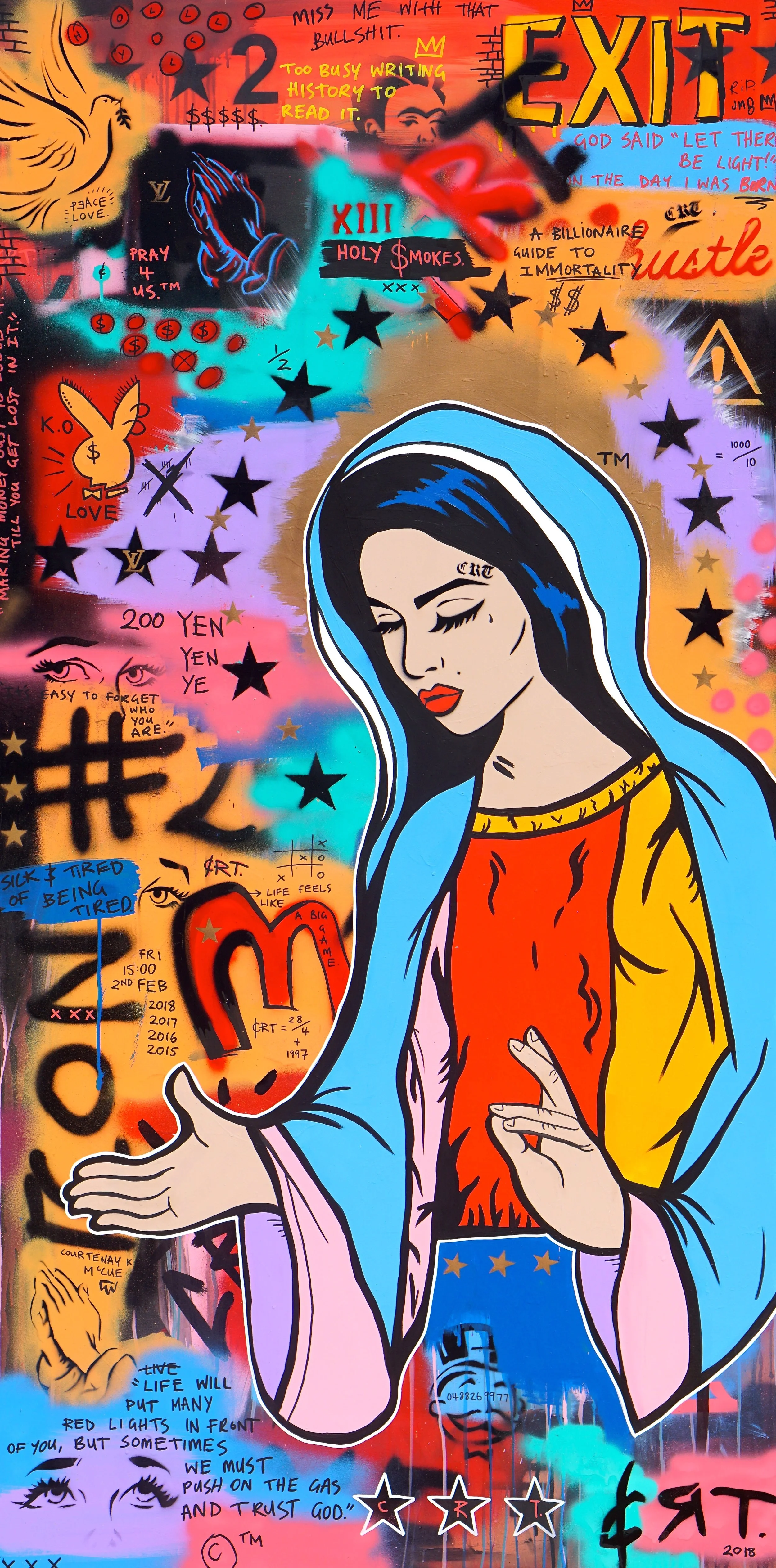 Holy Smokes ‘A Billionaire’s Guide to Immortality’ 92cm x 182cm Mixed Media on Board 2018 Sold