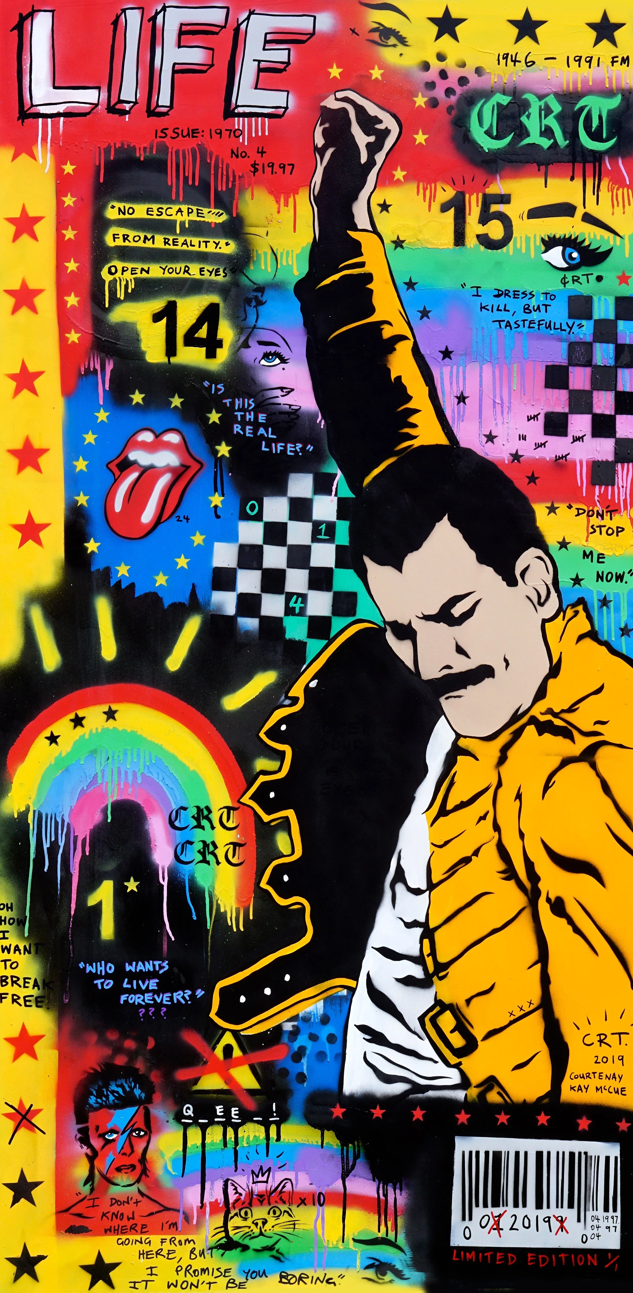 Freddie Mercury 92cm x 182cm Acrylic, Spray on Board 2019 Sold - Private Commission