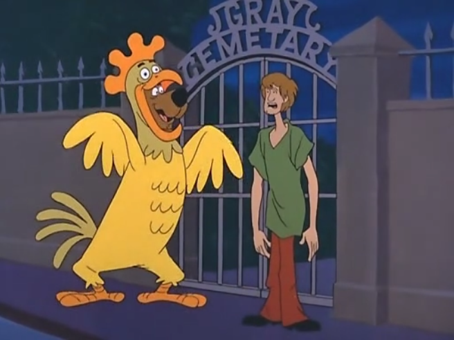 In which Don Messick is a man pretending to be a dog pretending to be a chicken.