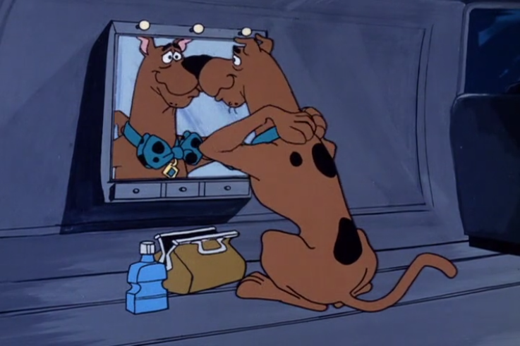  (Scooby's imagination)&nbsp; You're a good boy, Scooby! You sure look handsome in that bow-tie. Did you use Listerine as cologne? It smells great!  