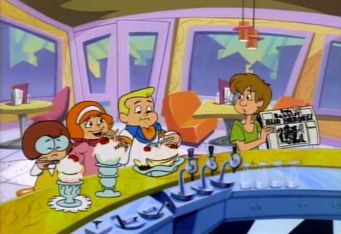  The gang enjoy a variety of snacks at the courtesy of Shaggy's willingness to be financially exploited in exchange for friendship. 