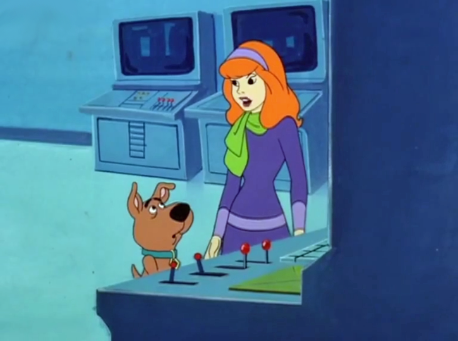  Because the camera never panned around, we'll never know what websites Daphne was lecturing Scrappy never to visit while on a school network. 