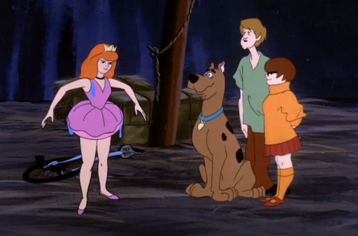  Hm Scooby looks a little creepy staring at Daphne like that. But I guess its not that weird. Actually Shaggy looks a little funny - can we zoom in on his face? 