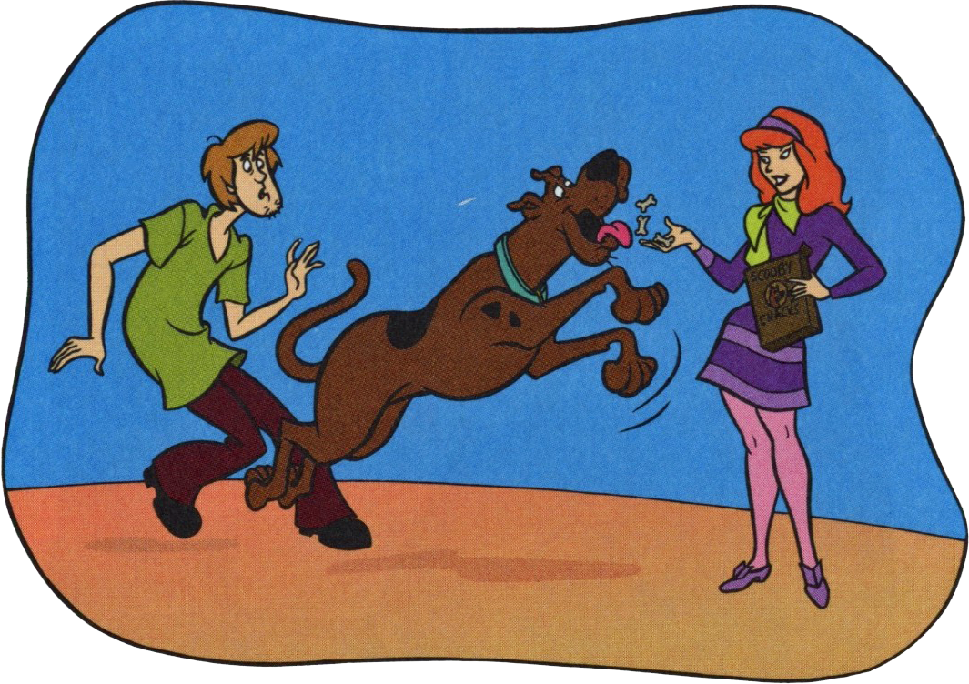  Shaggy misses out on Scooby Snacks like the Trix Rabbit misses out on Trix.  Appropriately. Dog treats are not for human consumption any more than sugary breakfast cereal is for rabbits. 