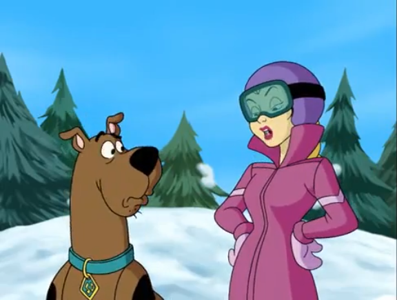  Come on, Scooby. Her eyes are up here. 