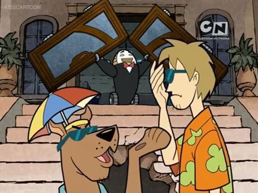  During a game of charades, Robi successfully makes Shaggy guess the name of Jim Morrison’s band while Scooby protests that props are not allowed. 