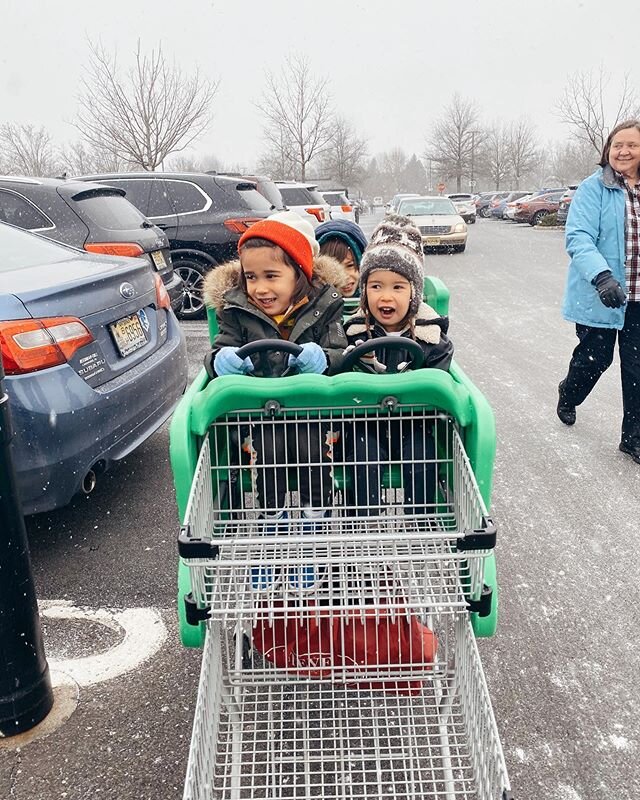 First (real) snow this year! ❄️ We&rsquo;re supposed to get at least 2 inches, crossing fingers it sticks for awhile so the kids can have a real snow day. This picture taken by the Husb, who is at the grocery store with the kids... a bit of drama her